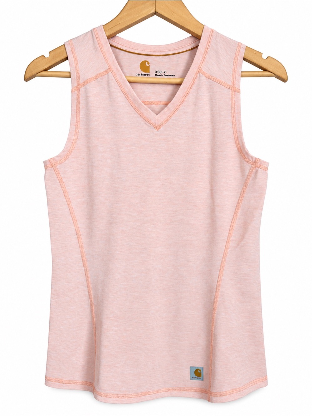 XS Carhartt force washed coral pink high neck stretch workout casual tank top